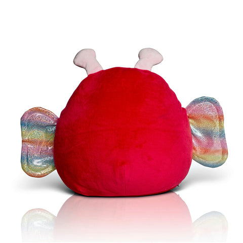 Ein Plüschtier in Form eines Schmetterlings, der personalisierbare Mumbles Squidgy - Schmetterling, hergestellt aus hochwertigem Velours, wird auf weißem Hintergrund gezeigt.