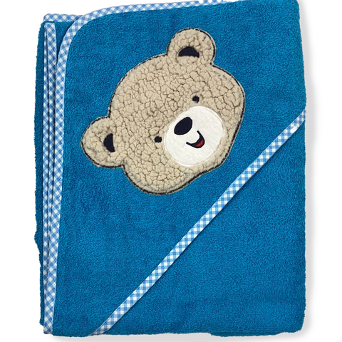 Kapuzenbadetuch Teddykopf petrol 100x100