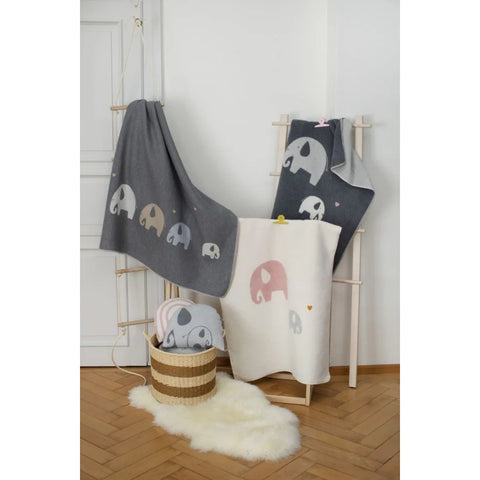 MAJA Babydecke Elefanten - altrosa (GOTS)