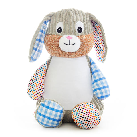 Blue Cheque Sensory Bunny - blau