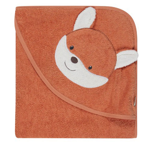 Fuchs Filou rost Kapuzenbadetuch, 100x100cm, aus Frottee von Sterntaler: Sorgfältig gefaltet und auf der Kapuze mit einem gestickten Fuchs-Gesicht mit weißen Ohren und fröhlichem Lächeln verziert. NEU!.