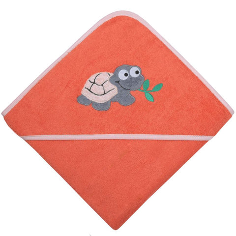 Kapuzenbadetuch- Schildkröte Lachs 100x100cm