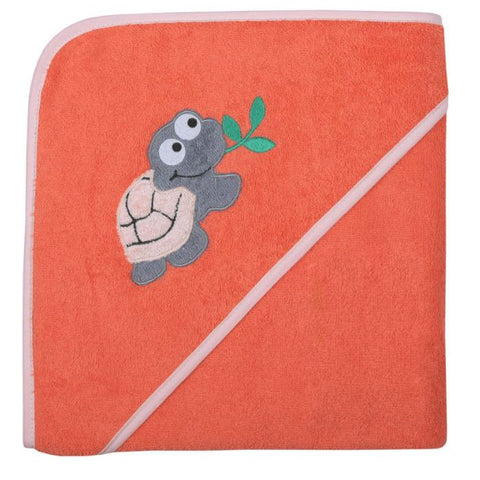 Kapuzenbadetuch- Schildkröte Lachs 100x100cm