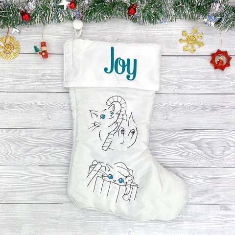 Weihnachtsstrumpf Personalisiert - weiss (Preis mit Stickerein inklus.)