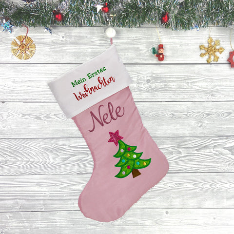 Weihnachtsstrumpf Personalisiert - hellrosa