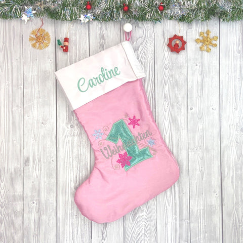 Weihnachtsstrumpf Personalisiert - hellrosa