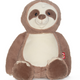 Das braun-cremefarbene Faultier Clingy, das Faultier, sitzt aufrecht, lächelt freundlich und hat eine weiche Plüschstruktur - ein einzigartiges Geschenk für jede Gelegenheit.