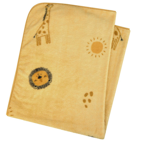 NEU! Sterntaler Plüsch Babydecke (75 x 100 cm) in hellem Braun mit Giraffe, Löwe, Sonne und niedlichen Pfotenabdrücken.